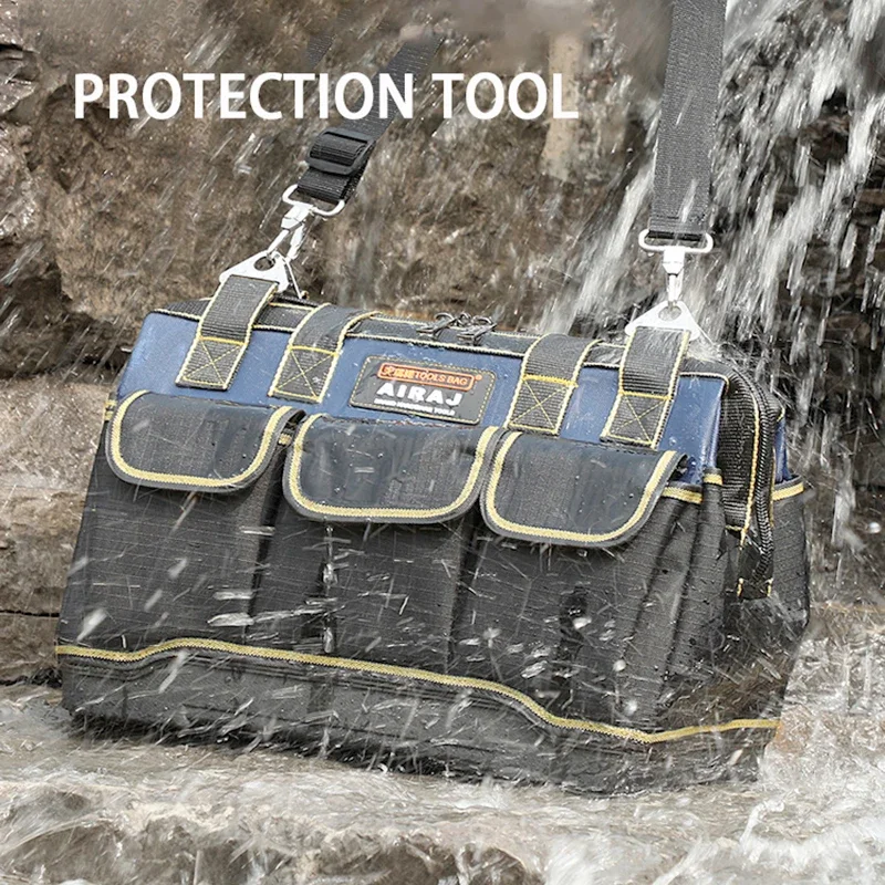 AIRAJ 16Inch Multi-Function Tool Bag Oxford Cloth Electrician Bag Multi-Pocket Waterproof Anti-Fall Professional Storage Bag