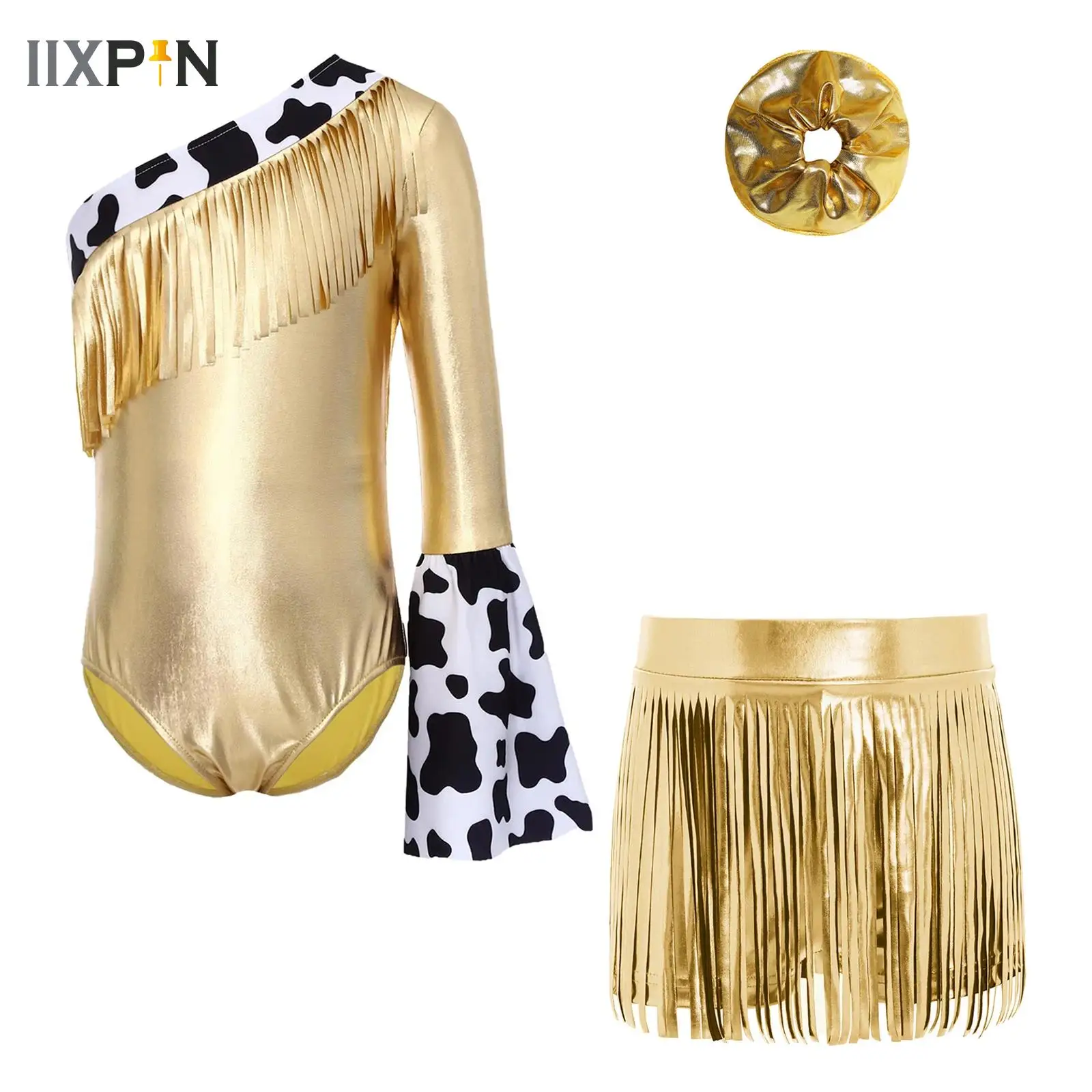 

Children Hippie Outfit Kids Girls Western Cowgirl Costume Jazz Hip Hop Disco Dance Performance Costumes Bodysuit Jumpsuits