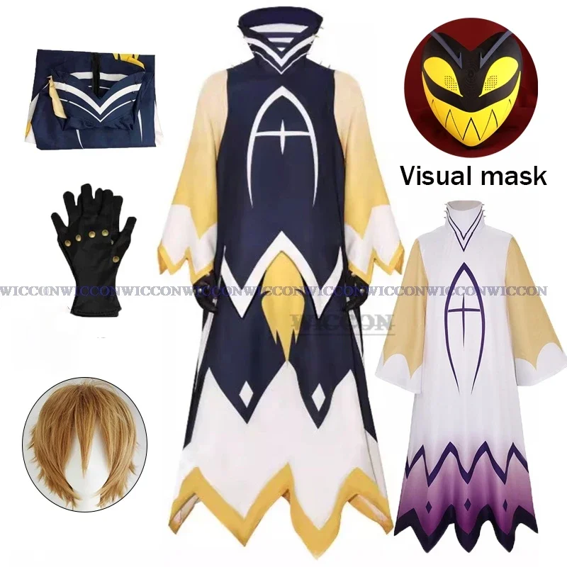 

Hazbin Adam Cosplay Anime Hotel Man Angel Halo Angel Wings Clothes Cosplay Costume Suit Wig Cos Halloween Party Costume Roleplay