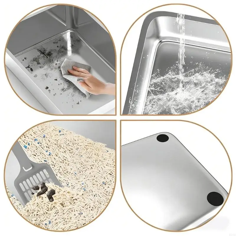 Open Design Corrosion Resistant Metal Sifting Container For Animals Featuring Removable Filter Screen And Base Tray For B03E