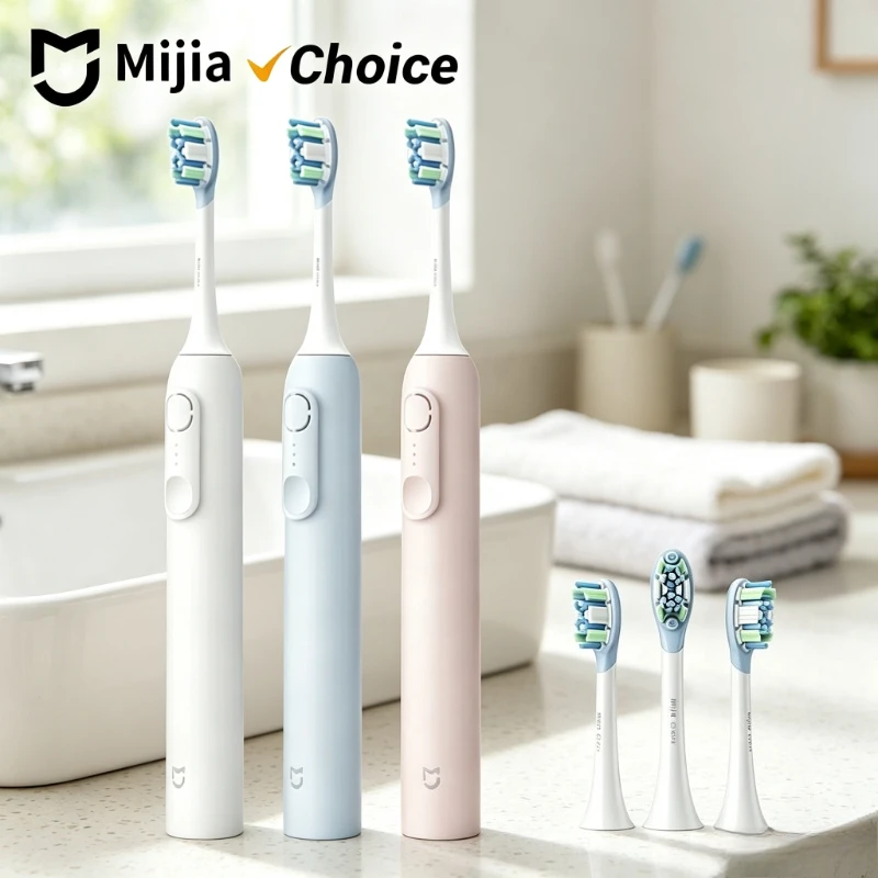 Mijia Sonic Sweep Vibration Toothbrush 3 Mode Smart Memory Teeth Cleaning Electric Tooth Brushes Replacement Heads Portable Set