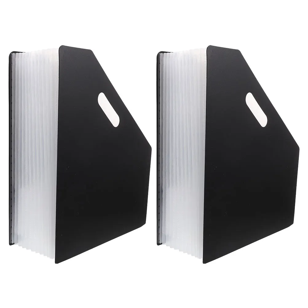 

2pcs Accordion File Folder Storage Bag Desktop Organizer Plastic Folder Anti-Wear Receipts Coupons Office School Travel