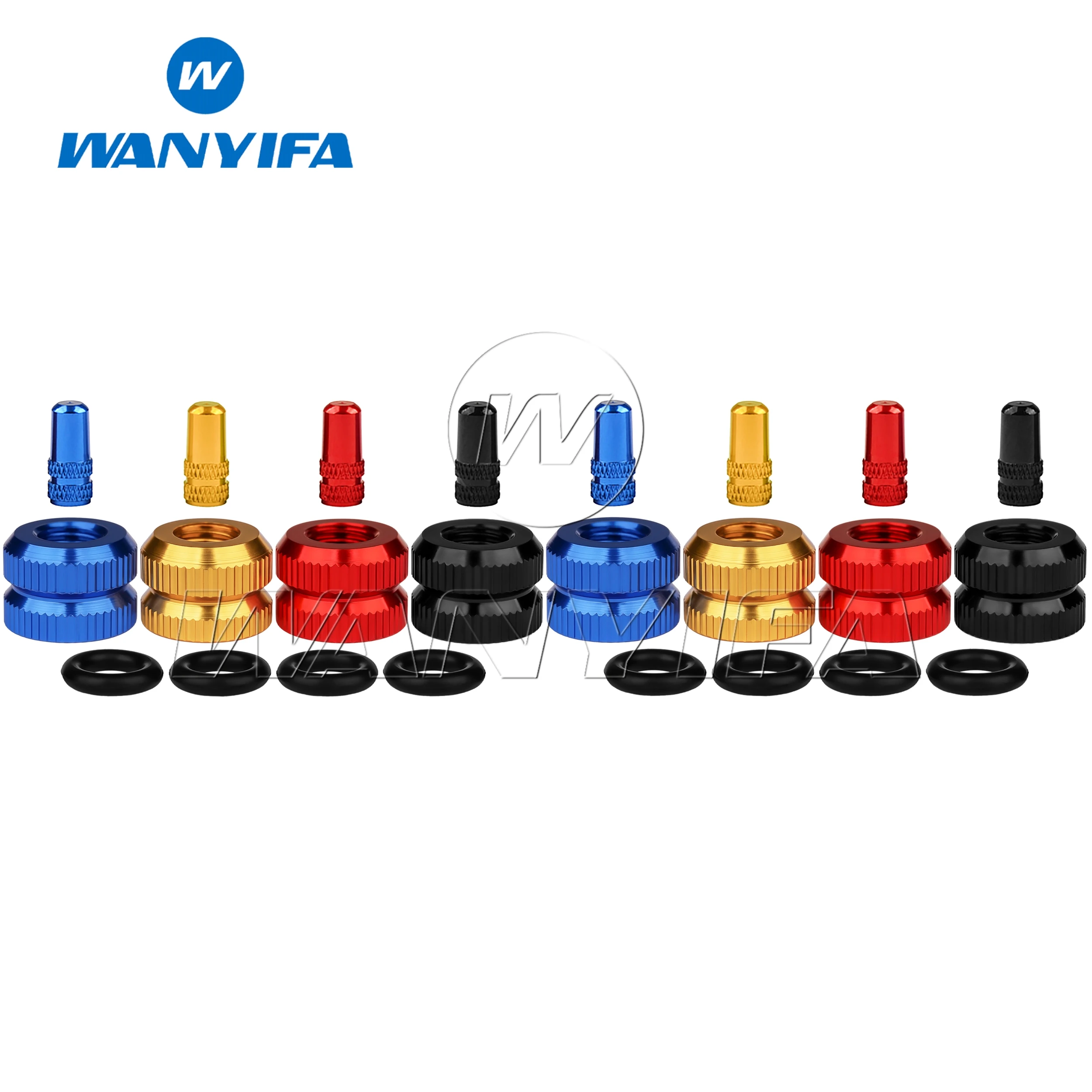 Wanyifa 2-8Sets Aluminum alloy Tire Valve Nut with Valve Cap Set for MTB Road Bike Protection Screw Dust Cover Accessories