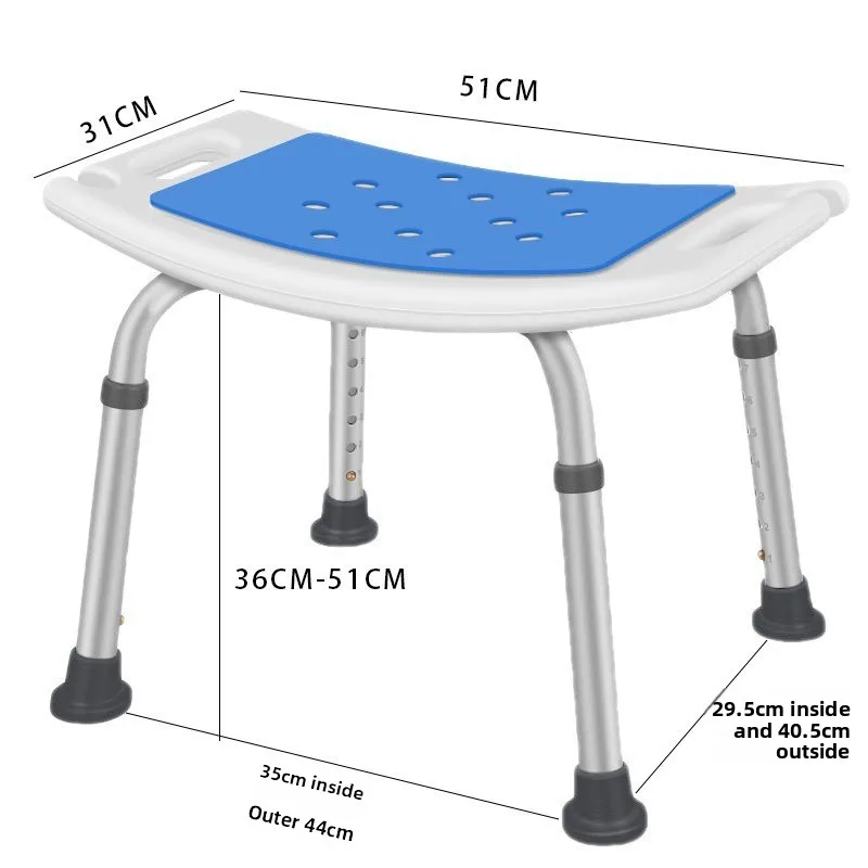 노인 및 임산부를위한 조정 가능한 미끄럼 방지 목욕 의자 경량 휴대용 샤워 의자 방수 욕실 의자