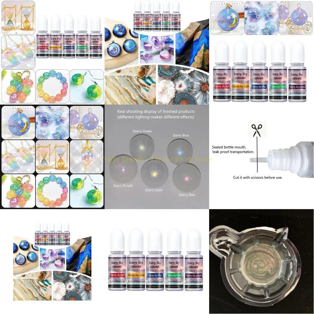 

D46E Concentrated Pigment 5 Color Liquid Resin Dye for Art DIY Jewelry Making10ml