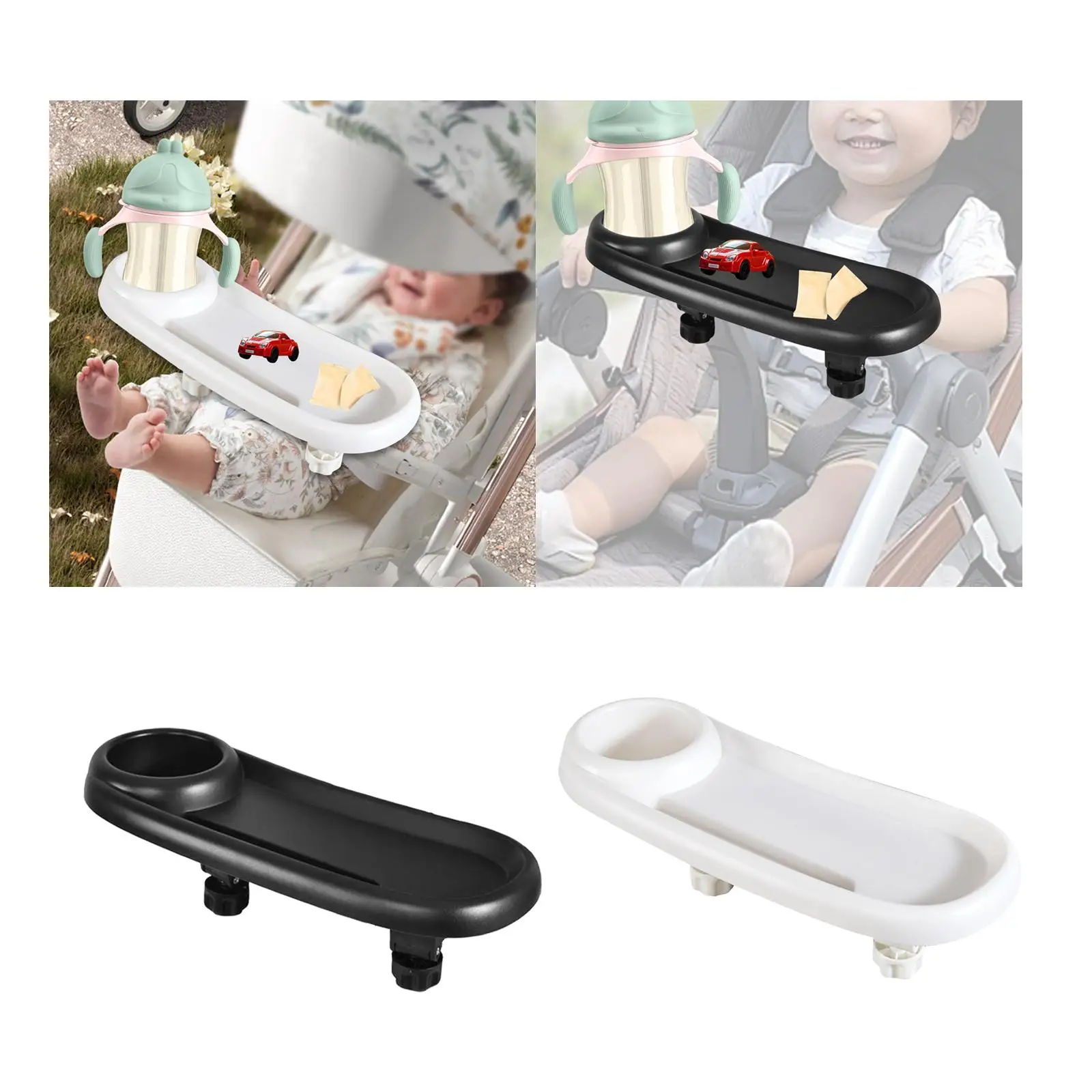 

Stroller Tray Handrest Dish Supplies Stroller Snack Tray Non Slip with Cup Holder Universal Baby Dinner Table