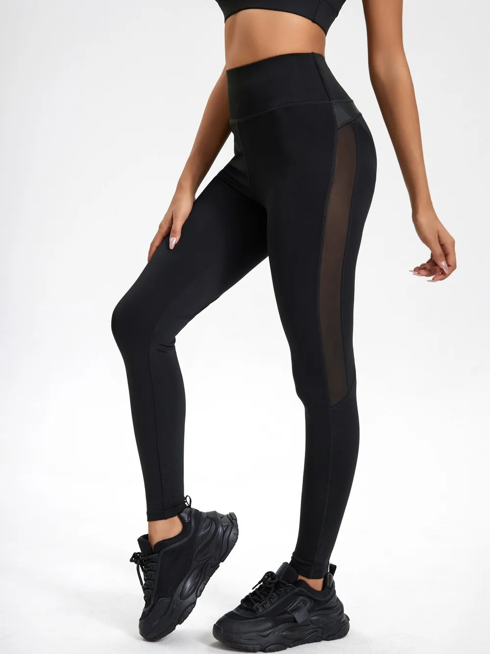 

High waisted stretch sports, running, fitness, leisure mesh patchwork yoga pants, leggings, capris
