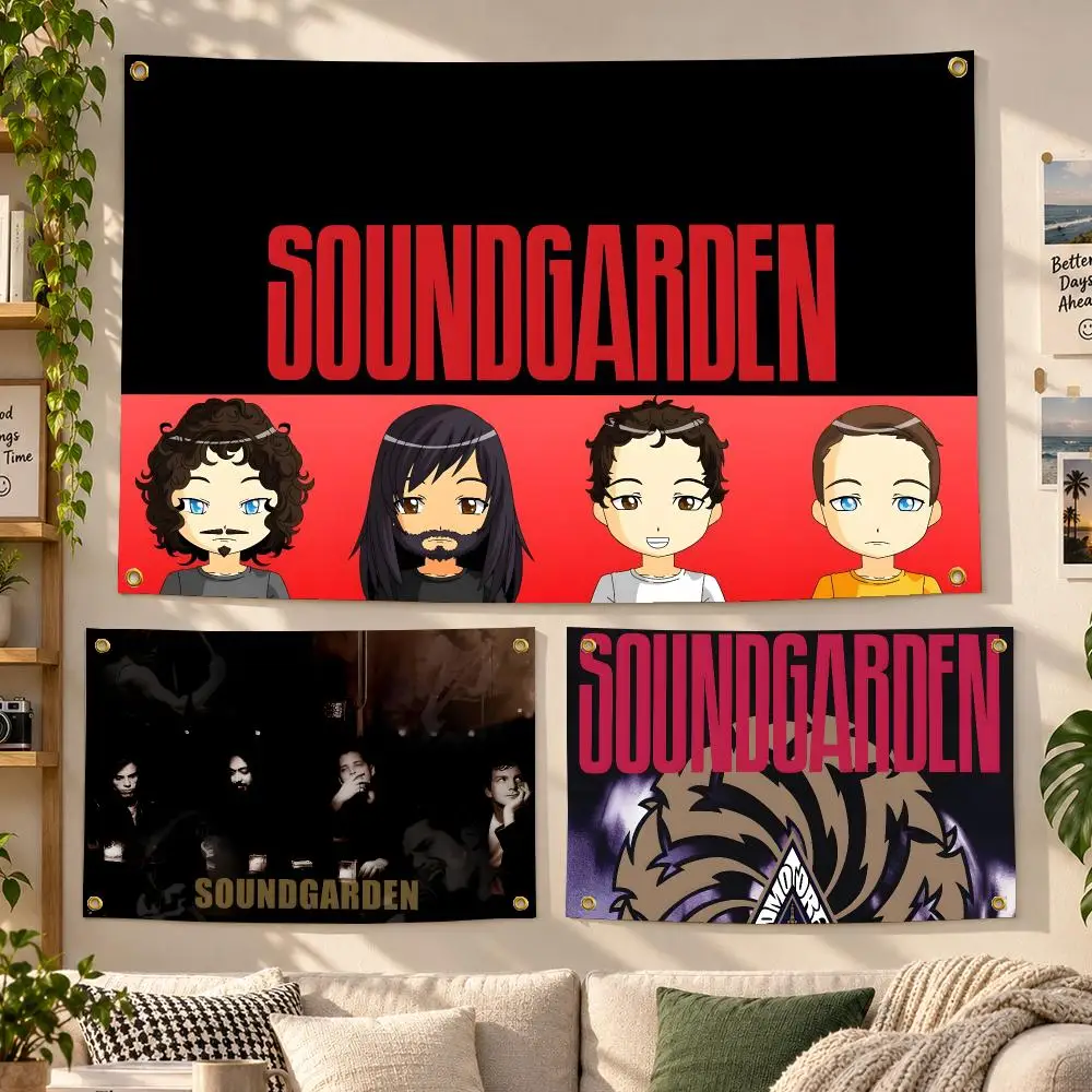 Band Soundgarden Grunge Flags Personalized Banner Flag Room Dorm Camping Picnic Garage Bar Outdoor Wall Decor