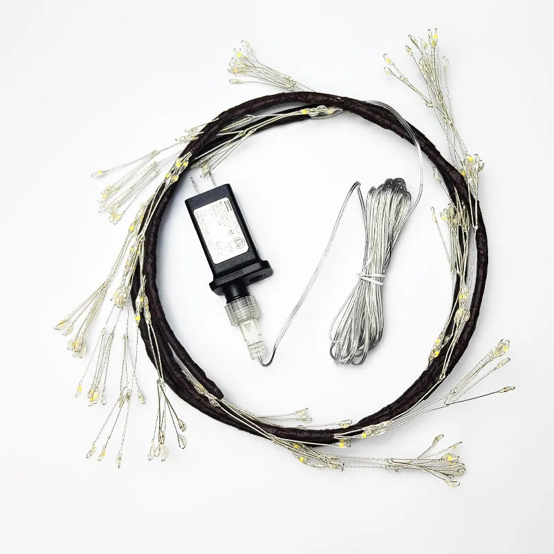 1.65 متر فرع شجرة على شكل أضواء عيد الميلاد USB/سلسلة مصابيح تعمل بالطاقة الشمسية لتزيين الغرفة وغرفة النوم وحفلات الزفاف