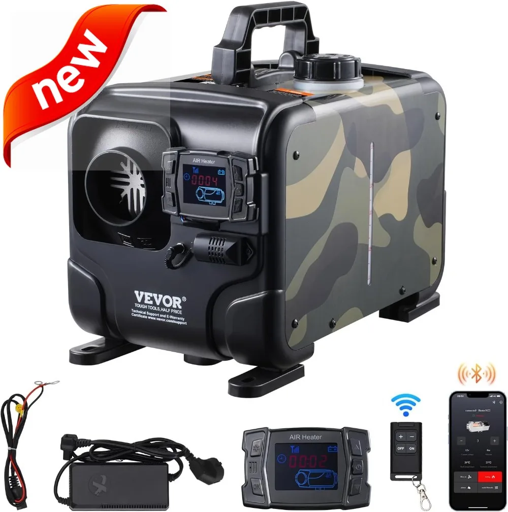 

8KW Diesel Air Heater 12V/24V Bluetooth Remote Control CO Alarm Fast Heating