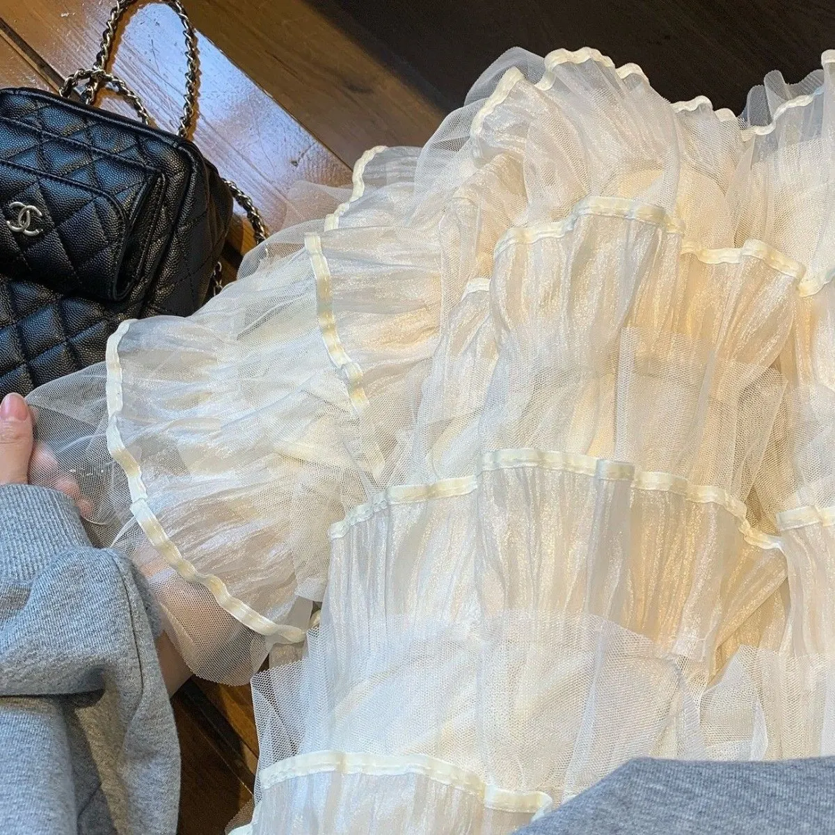 

Sweet Ballet Sle Multi-Layered Tulle Cake Skirt Women's High Waist Midi Skirt Korean Sle Polyester Fiber Bridesmaid Dr