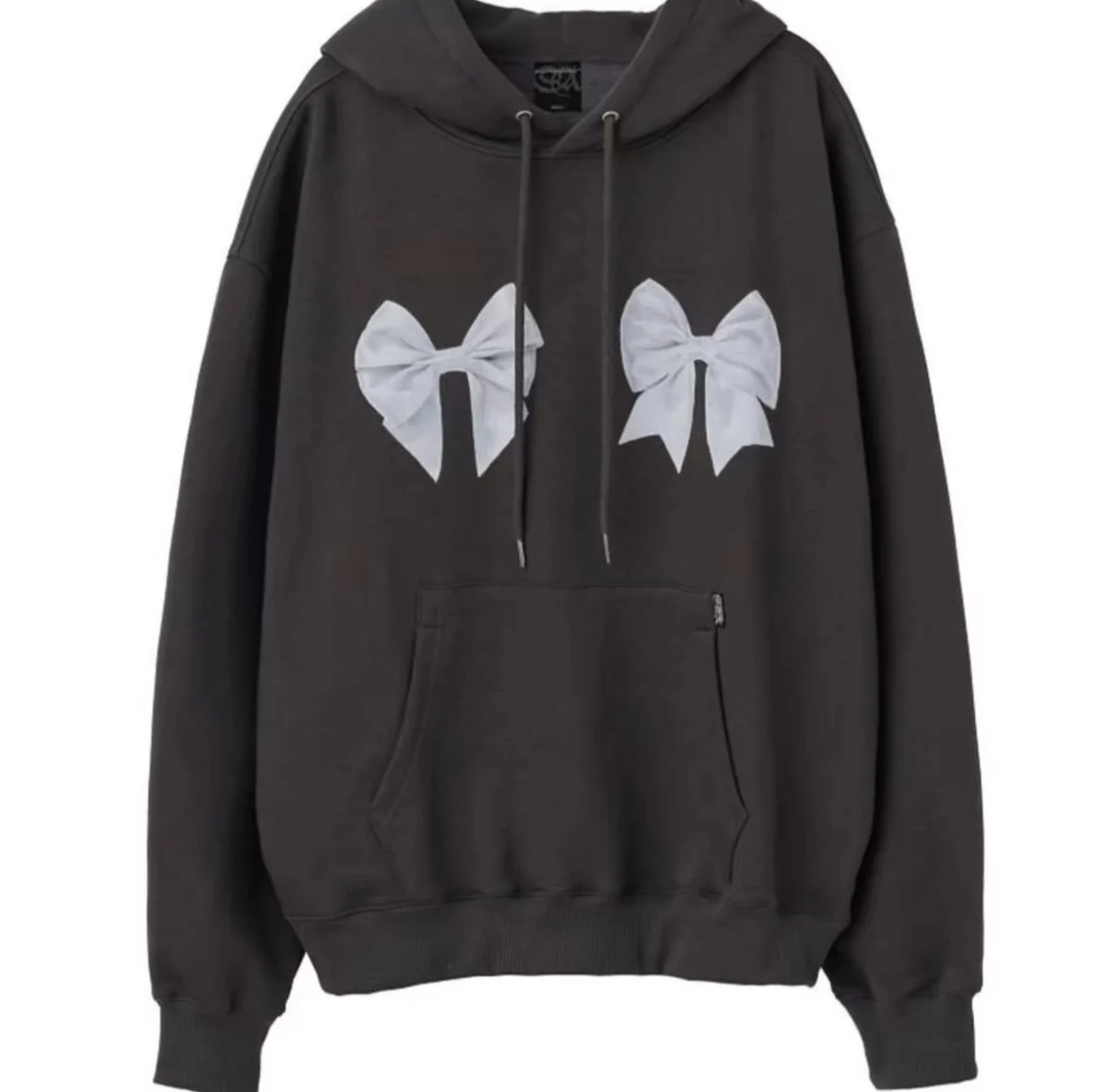 ルーズフィット パーカー スウェットシャツ ダブルバタフライノットプリント ラウンドネック レイジーフィーリングス レディース カジュアル 快適なコットンシャツ