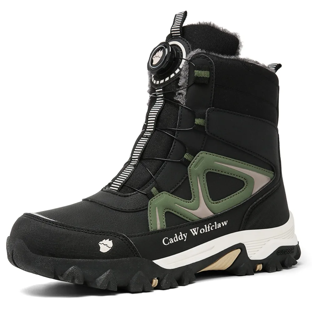 

Winter Men's Rotating Button Snow Boots Thick plush cotton Boots keep warm Winter Boots Non-slip Mid-calf Boots outdoors shoes