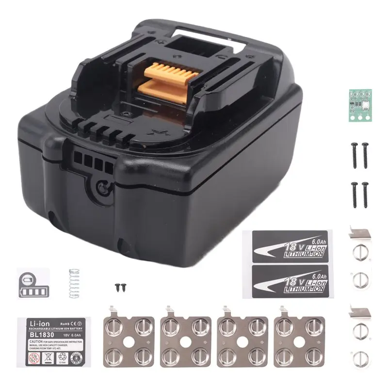 A84E-BL1830 Lithium Battery Case BMS PCBA Balance Charging Protection Board Shell For 18V BL1860B 6.0Ah LED Indicator
