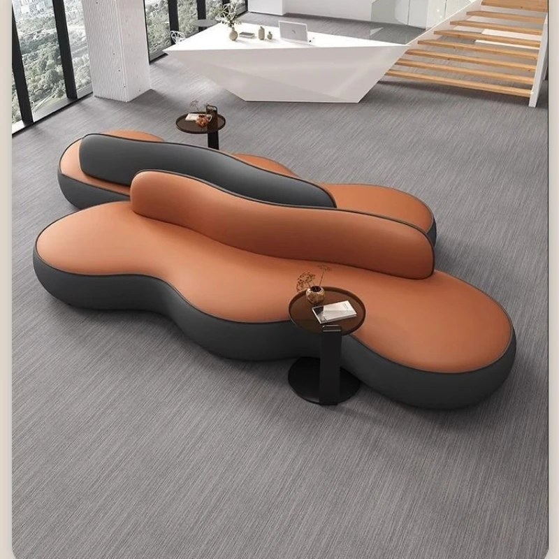 Sales Office Negotiation Sofa Hotel Lobby Lobby Business Reception Meeting Bank Rest Area Waiting Leather Art Sofa