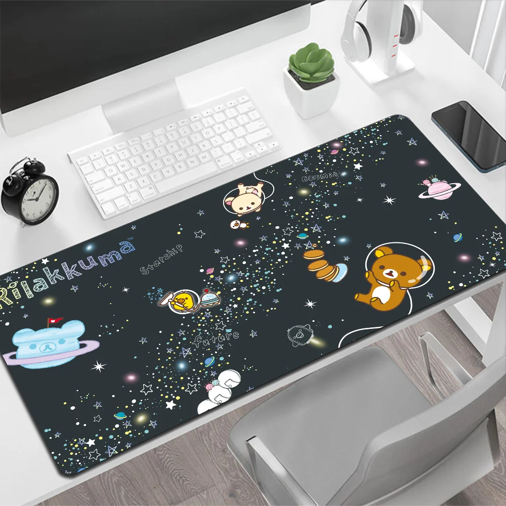 Grand tapis de souris mignon Rilakkuma, tapis de souris de jeu, PC Gamer, ordinateur, sous-marin, média, clavier, bureau, polymères