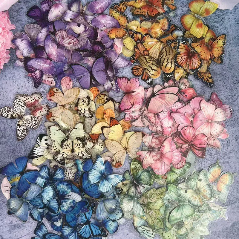 40/240Pcs/lot Butterfly Stickers Scrapbooking Bullet Journaling Toy Retro Craft Deco Album DIY Stationery Stickers Waterproof