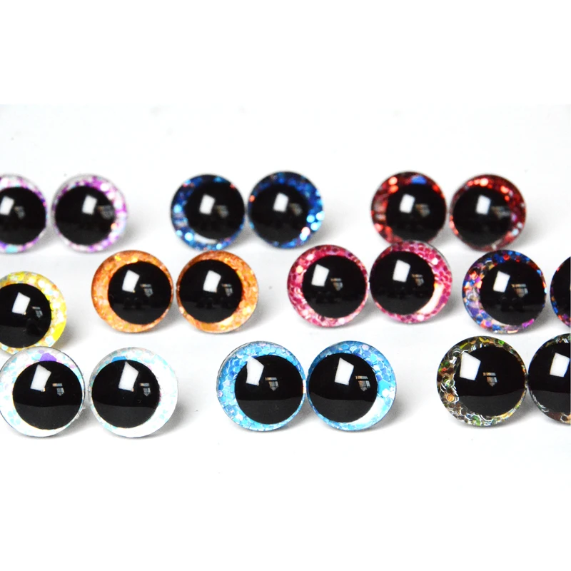 20pcs new strange eyes 16mm 18mm 20mm  25mm 30mm 3D Cartoon glitter toy safety eyes doll eyes eyes with hard washer