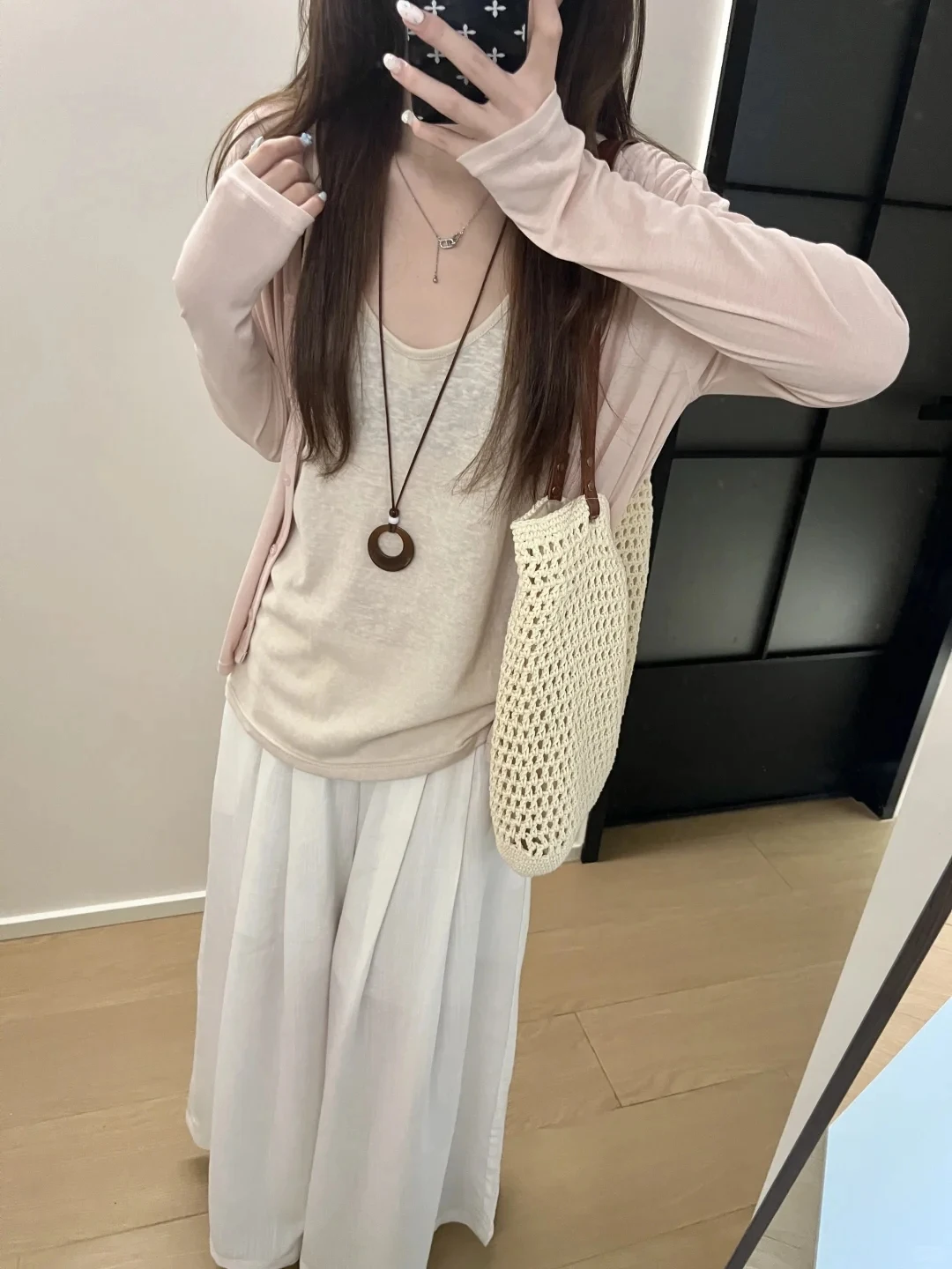Soft Long Sleeve Open Cardigan Women's Casual Style Pink Versatile Outerwear Top Comfortable Loose Fit V-Neck Knitted Sweater