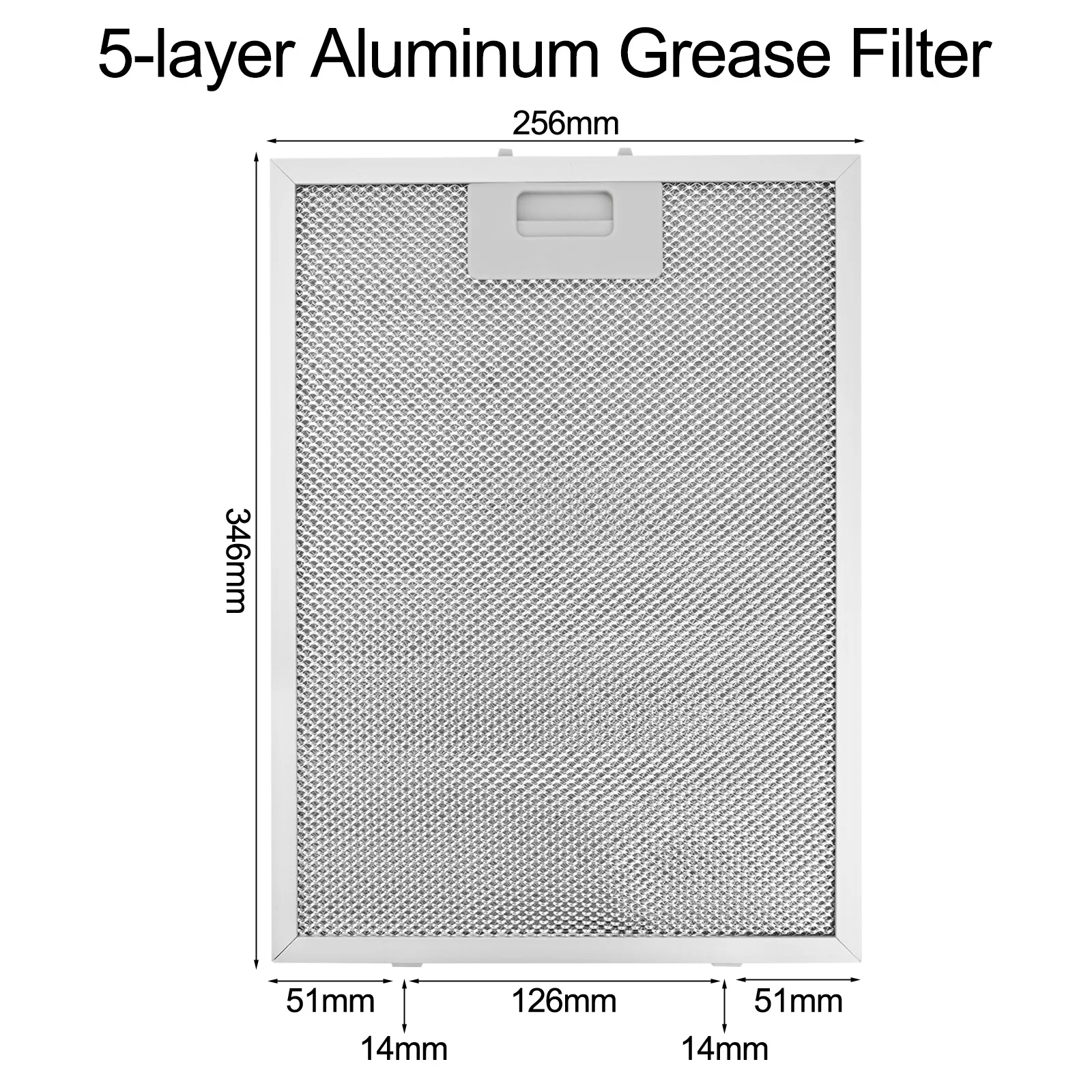 Silver Metal Mesh Range Hood Filter 346x256x9mm, 5-Layer Aluminum Grease Extractor Vent Replacement For Most Kitchen Cooker Hood
