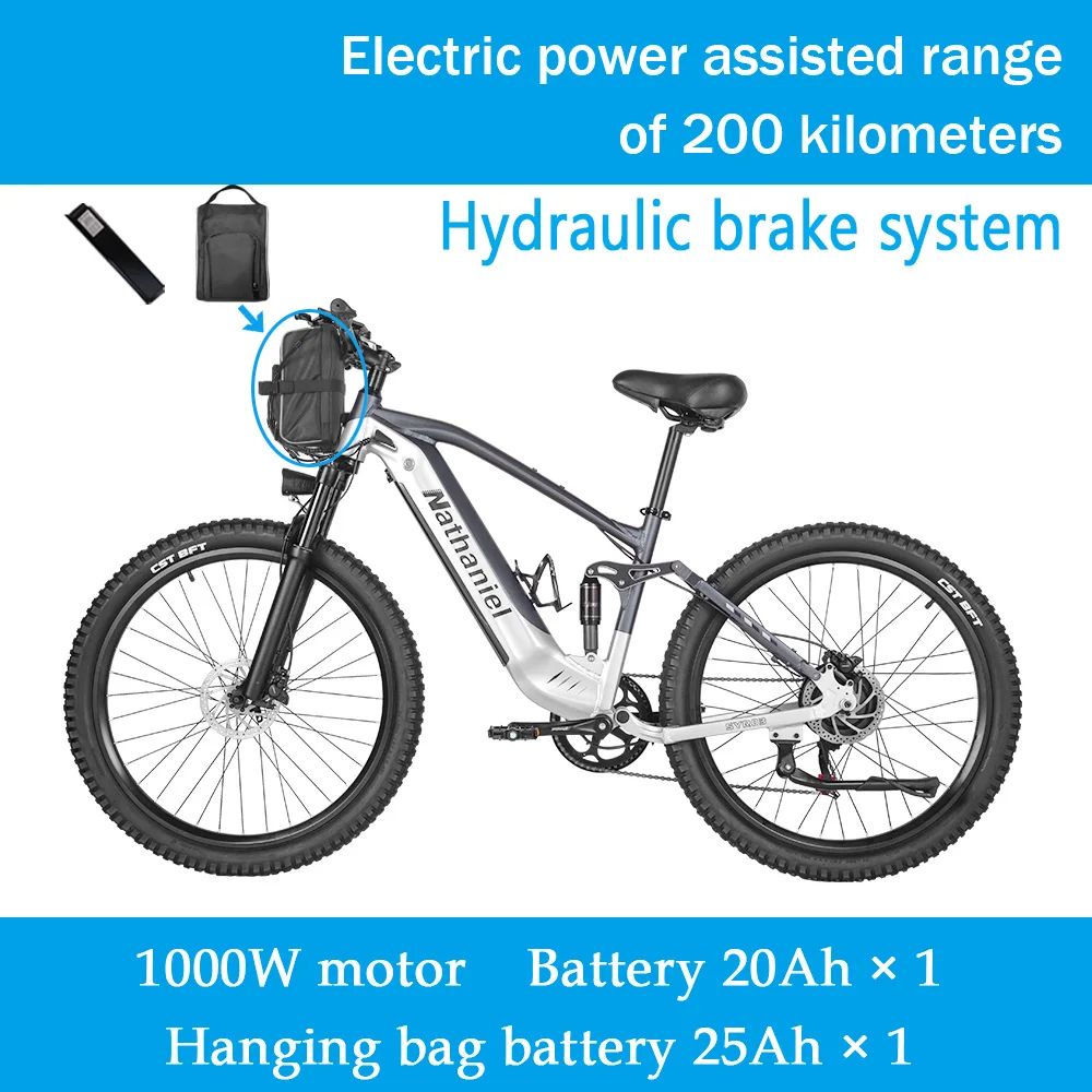 Nathaniel SYR03 Electric Bike 1000W 48V 20AH, 27.5" Long Range for Mountain & Road Riding, Electric Bike Adults, Mountain Bikes image 10