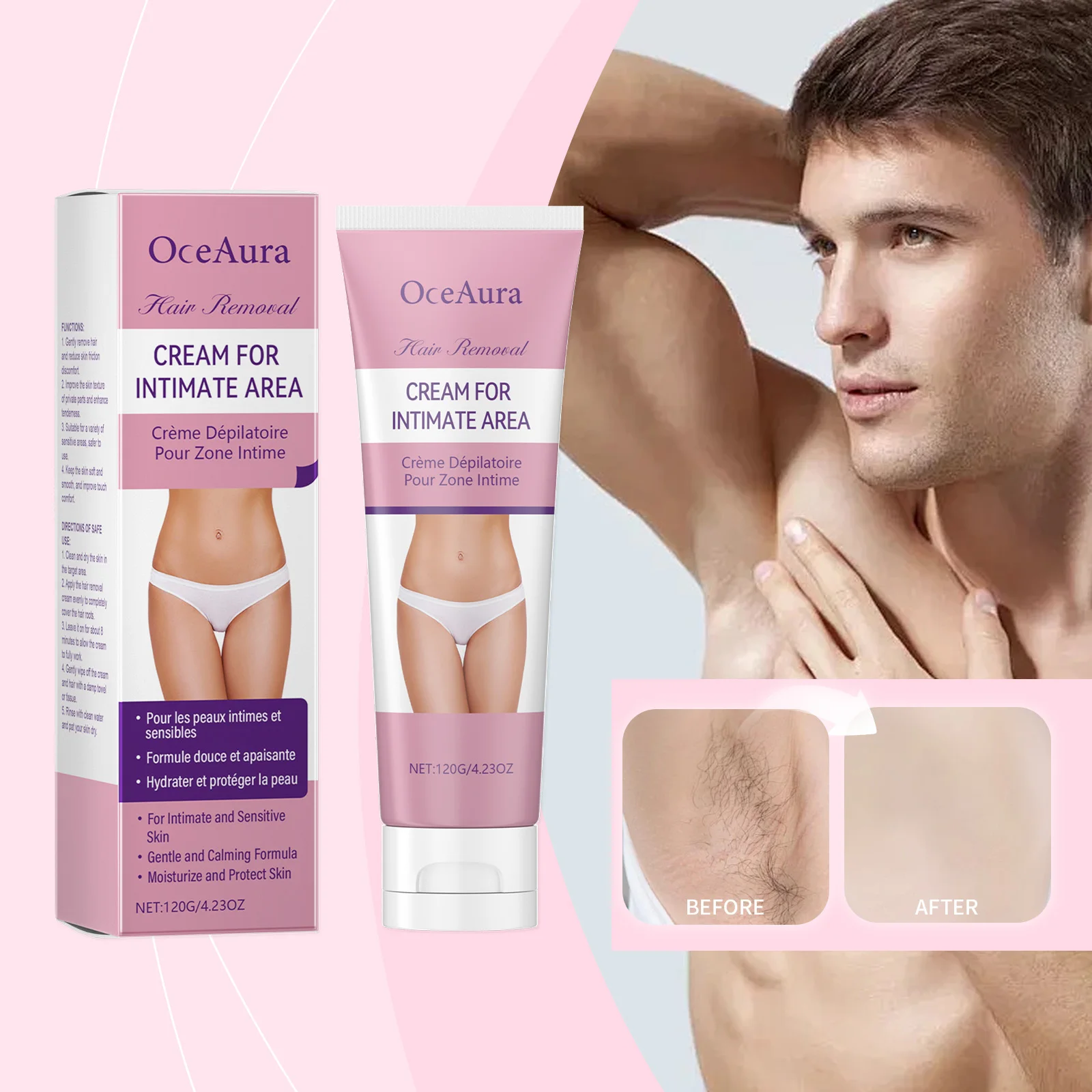 

OceAura Unisex Gentle Hair Removal Cream - A Mild Cleansing, Moisturizing, Smoothing & Skin-Purifying Body Care Cream
