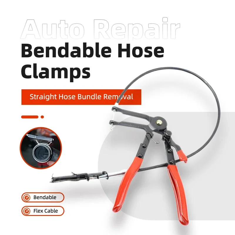 

Bendable Hose Clamping Pliers Cable Type Flex Long Reach Auto Hose Clamp Removal Tool for Repair Straight/Angled Hose Applicat
