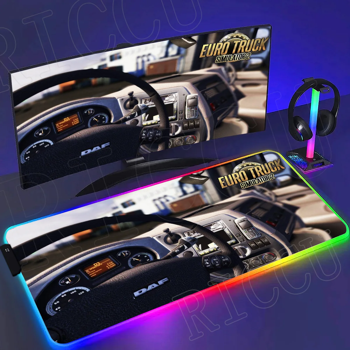 RGB ملحقات الكمبيوتر 30x60 سنتيمتر XXL ماوس الوسادة ألعاب اليورو شاحنة محاكاة تصميم تمديد حصيرة مكتبية الألعاب LED ماوس الوسادة المطاط DeskMats #1