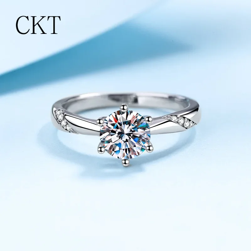 

18K White Gold Luxury Platinum Rings for Women 0.5-2 Carat Moissanite Ring Pt950 Diamonds Wedding Fine Jewelry Friend Band Gift