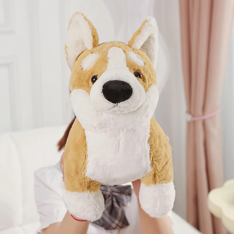 30-60cm Lifelike Dog Plush Toy Fluffy Stuffed Animals Soft Doll Real-life Corgi Dog Home Decor Toy Birthday Gifts