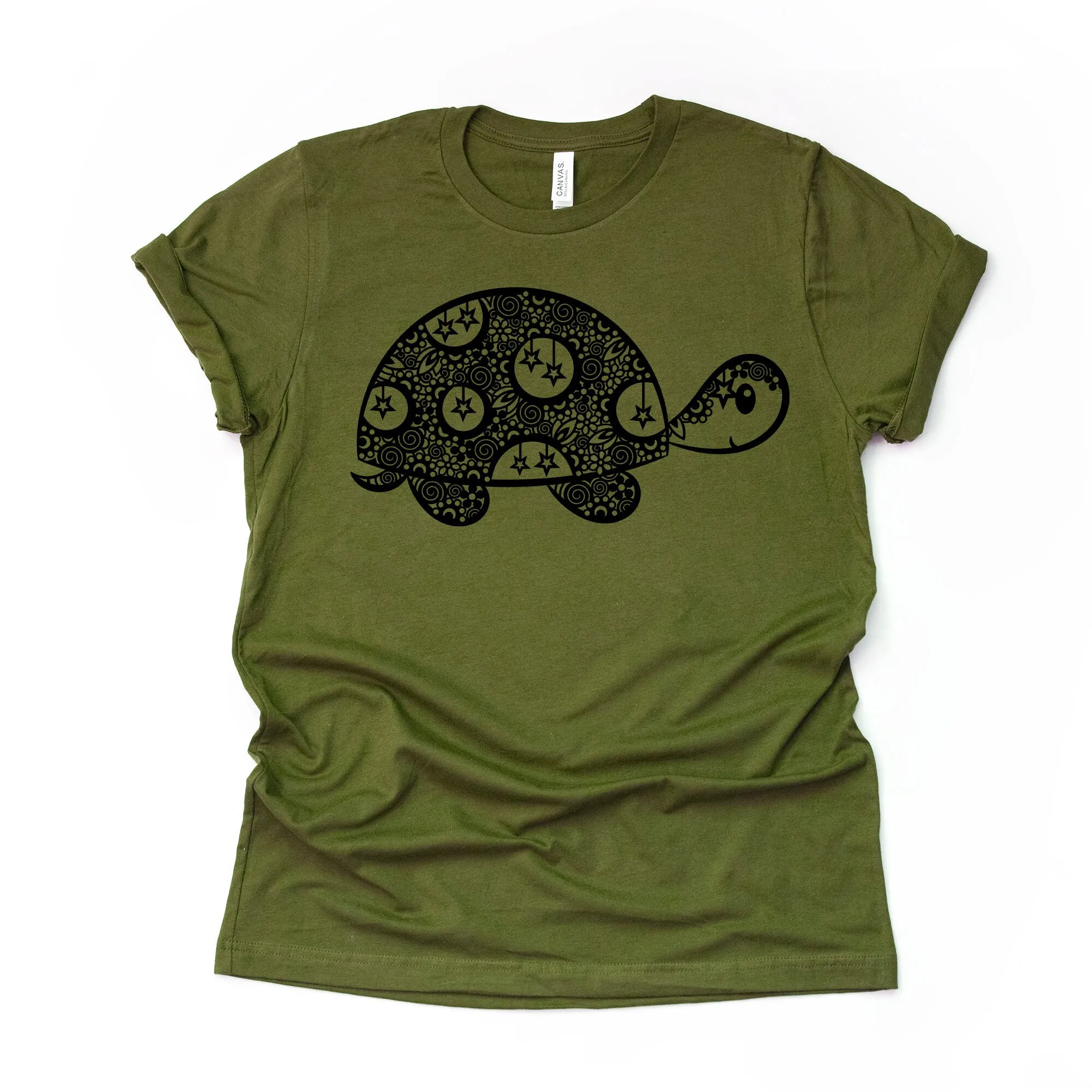 Turtle T Shirt Mandala Super Cute Design On Premium Bella Canvas Unisex 3 Color Choices Plus Sizes Available