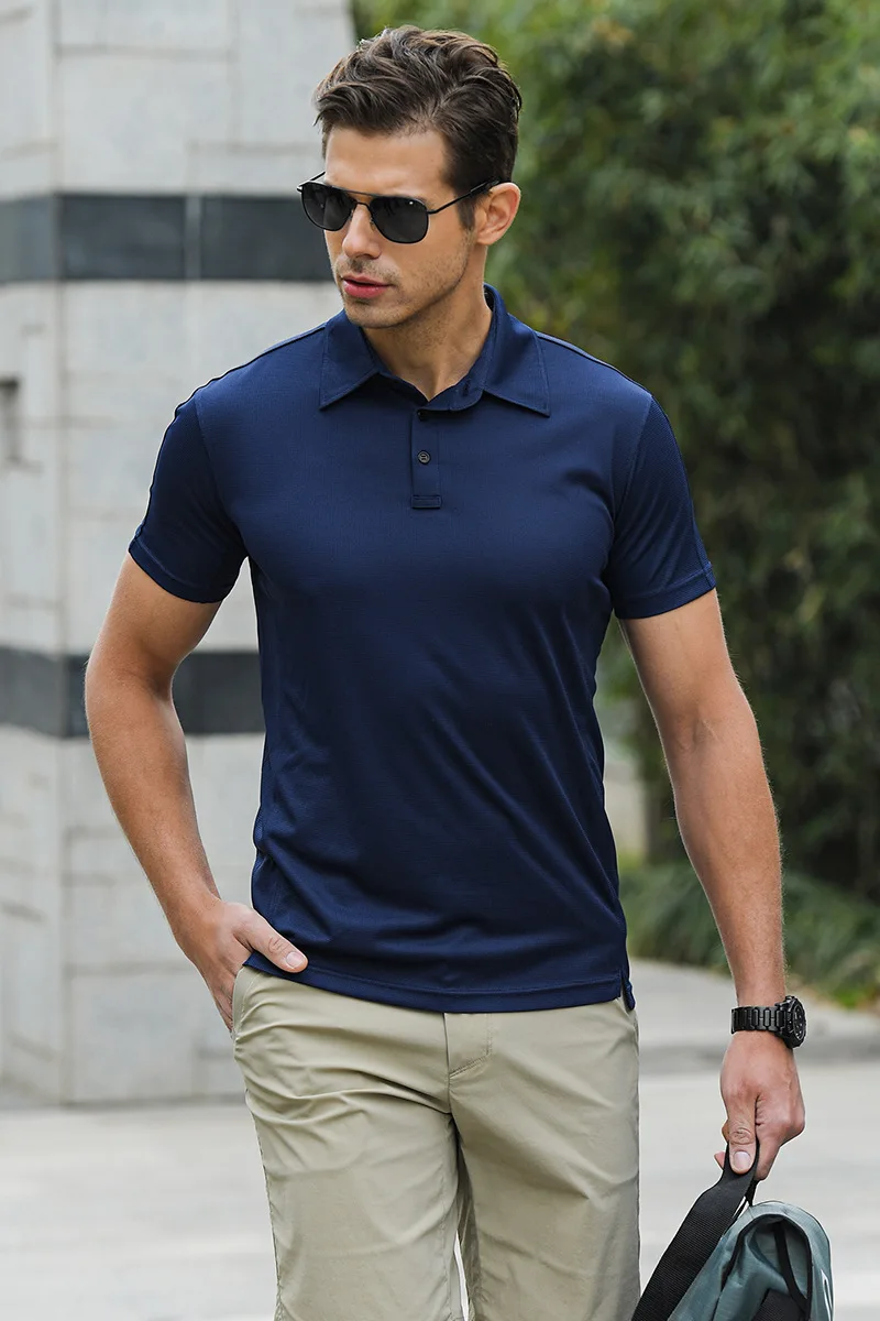 Quick drying T-shirt, tactical polo shirt, men's short sleeved outdoor sports, quick drying lapel