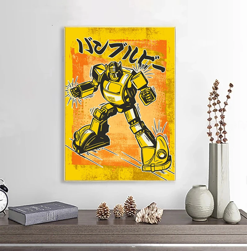 Vintage Noir Japan T-Transformers Poster Japanese Anime Comic Canvas Painting Modern Wall Art for Living Room Home Decor