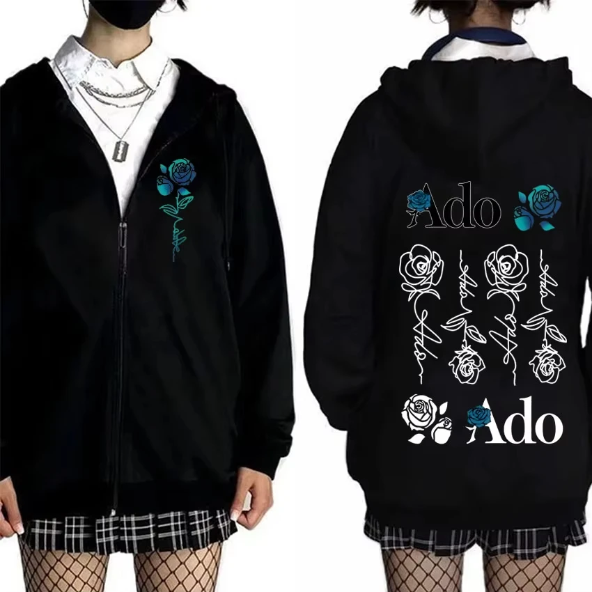 Ado world tour 2025 hibana zíper hoodie das mulheres dos homens roupas moda estilo japonês streetwear unisex casual velo zip up jaqueta
