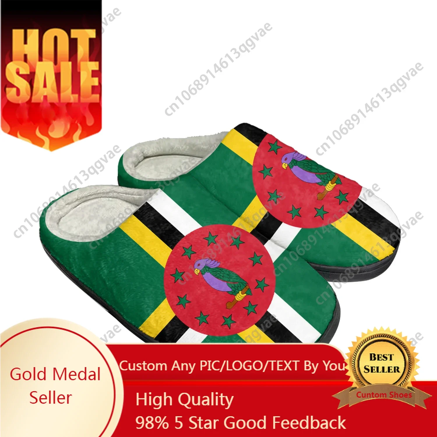 

Commonwealth of Dominica Flag Home Cotton Custom Slippers Mens Womens Sandals Plush Bedroom Keep Warm Shoes Thermal Slipper