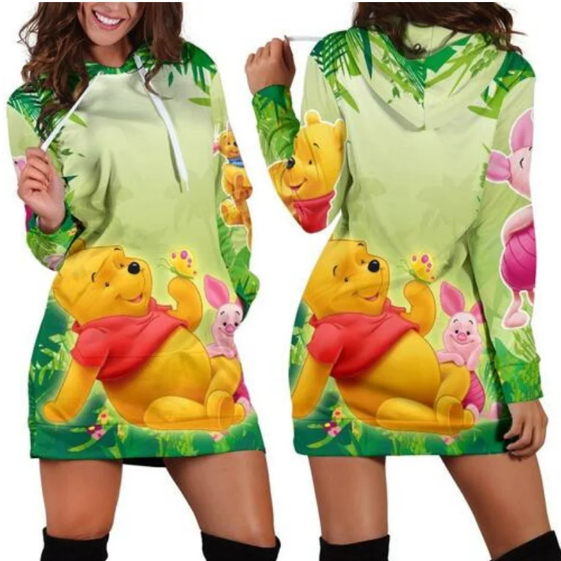 Winnie The Pooh Hoodie Dress Sweater Dress Sweatshirt Dress 3d All Over Print For Women Hoodie