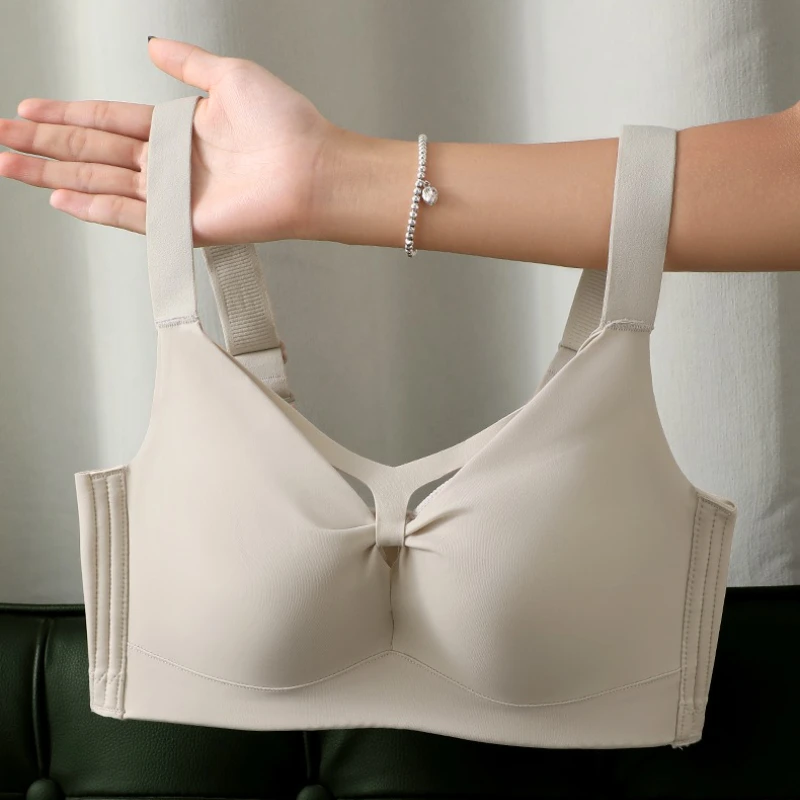 Sexy elegante Seidengelee-Unterwäsche, modisch, nahtlos, verstellbar, Damen-BH, dünnes Mango-Cup-Design, kein Stahlring, geraffter Komfort