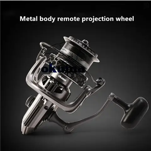 AS Aosha Okuma spinnrock, helt i metall med långt utkast, mattgrå fiskelina, vattendroppshjul, fiskeutrustning för ankarfisk 12 best sales Okuma-rulle - №6
