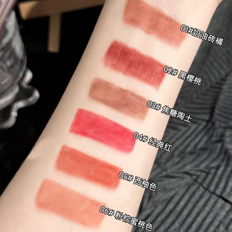6 色マット口紅長期持続防水口紅リップライナー簡単に着色ノンスティックカップリップマットレッド口紅メイクアップ