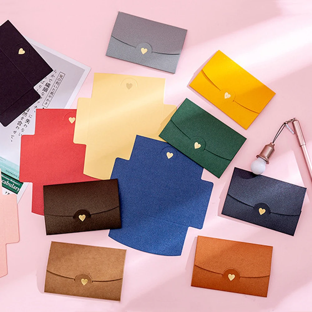 10 stuks/partij Voor Brief 10.5*7 CM Parelmoer Papier Gift Envelop Wenskaart Papieren Enveloppen Mini Enveloppen Naam kaart