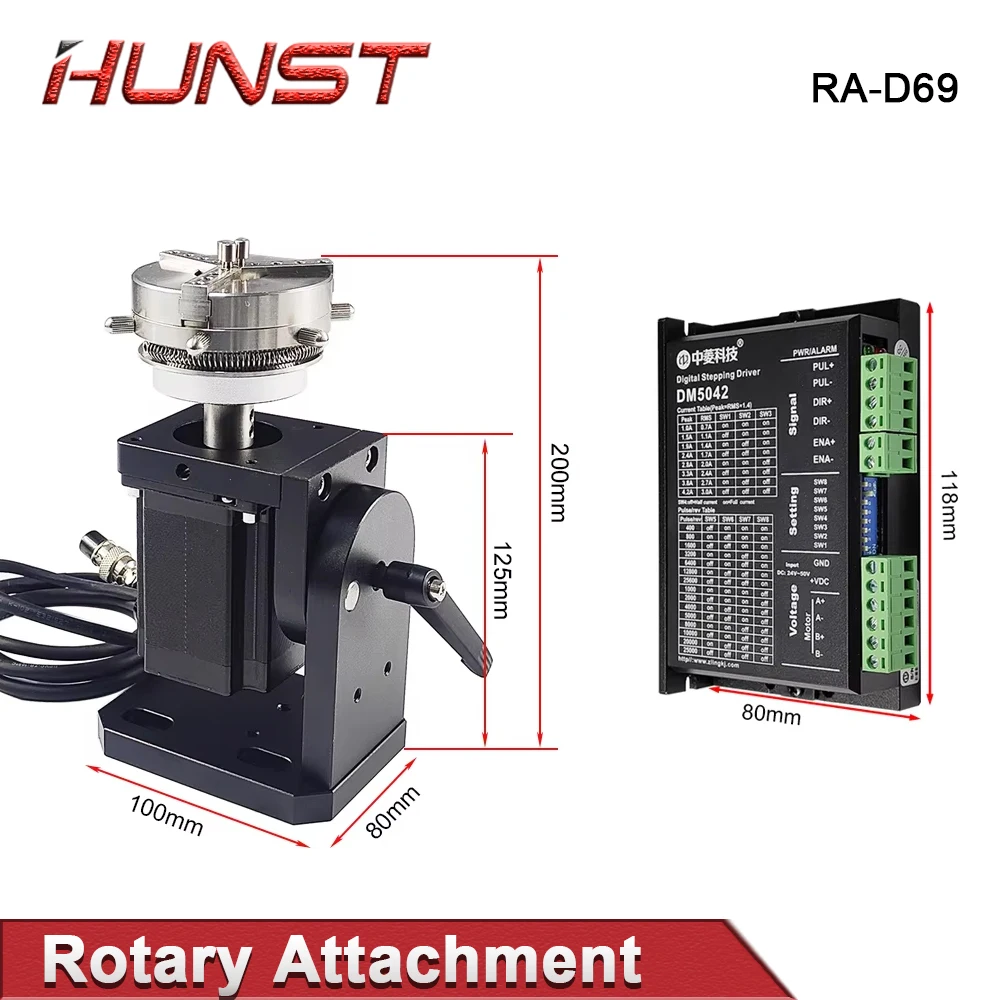 Hunst D69 D60 Laser Marking Machine Rotary Axis Chuck for Ring Bracelet Jewelry Engraving Auto Lock Rotary Attachment