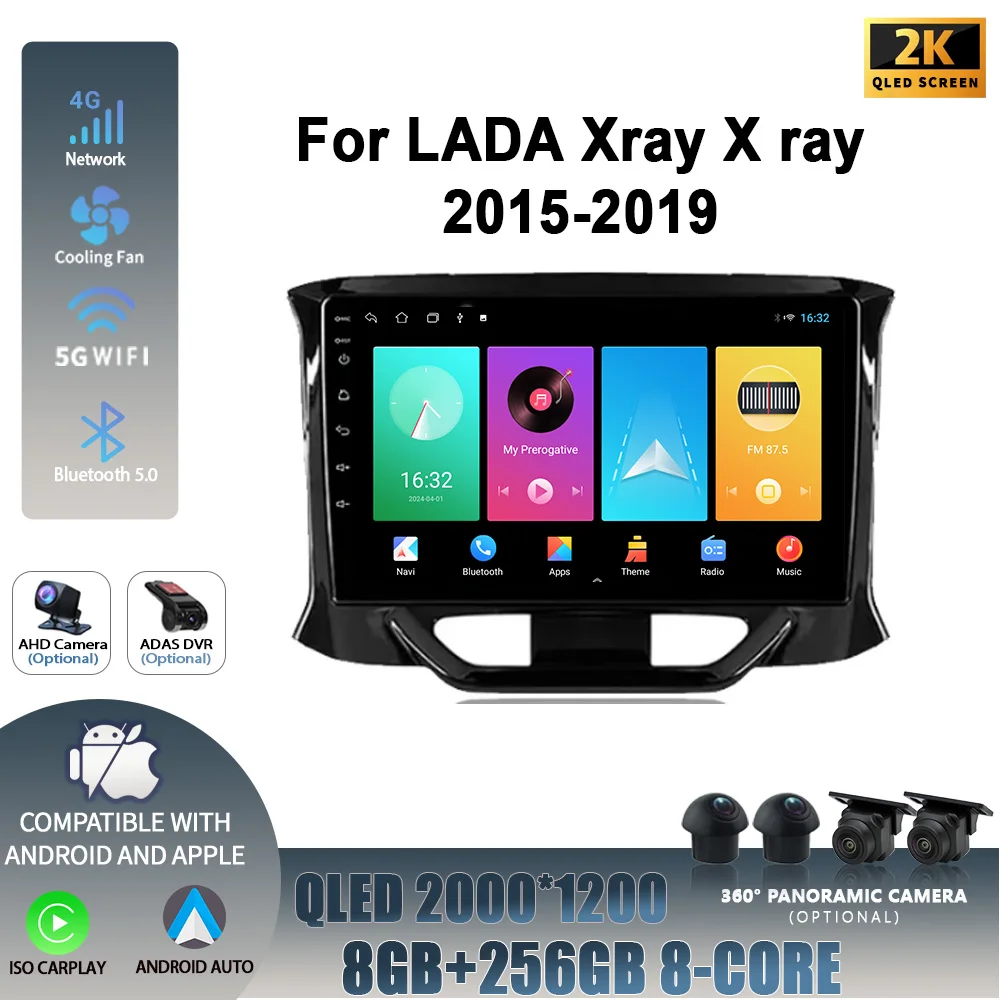 Wireless Carplay Stereo Screen 4G Car Radio Multimedia Navigation Player Head Unit Android 14 For LADA Xray X ray 2015-2019