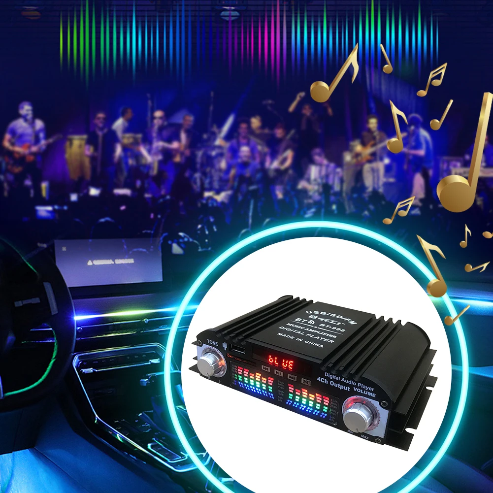 1600W Peak HiFi Sound Amplifier FM USB Remote Control Bluetooth-Compatible Karaoke Player 4 Channel HiFi Stereo AMP