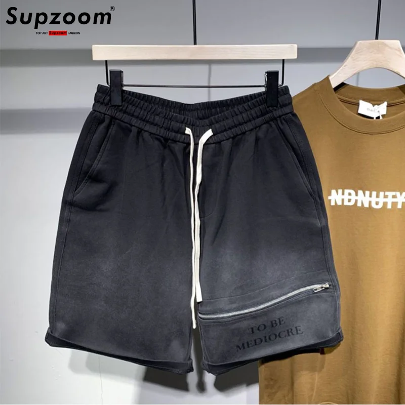 

Новинка Supzoom: Модные мужские шорты из хлопка с эластичным поясом, ребристой отделкой, надписями, свободного кроя, на молнии, летние, повседневные, в стиле Ins