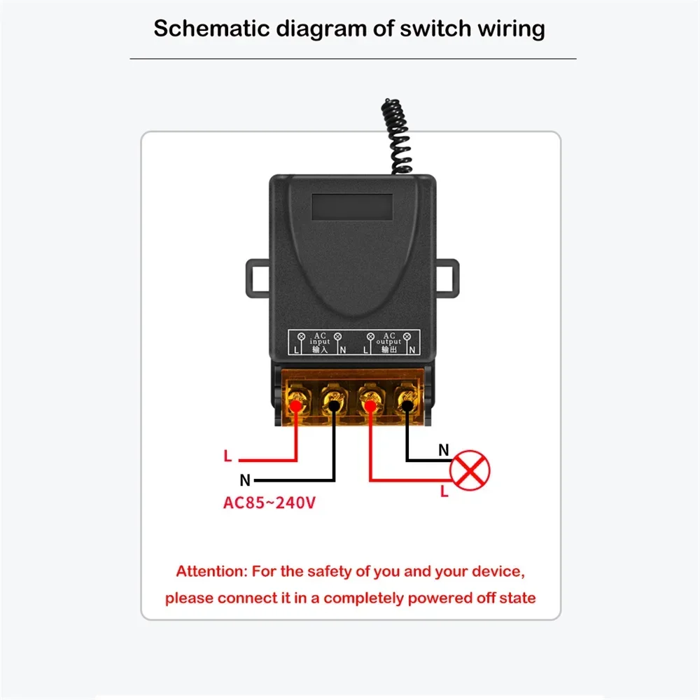 AC 110V 220V 30A Relay Wireless Remote Control Switch System RF 433Mhz Transmitter On Off for Water Heaters Ceiling LED Lamp