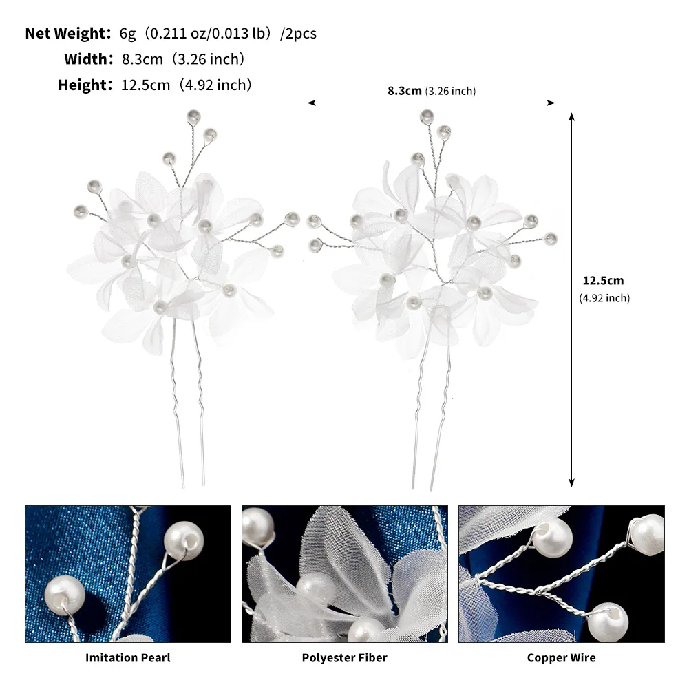 2PC Yarn Flower Piece Handmade Hairpin Set Mori Elegant Hair Clip Headdress Party Wedding Jewelry Hair Accessories Gift For Girl image 6