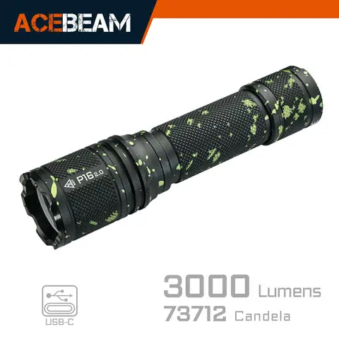ACEBEAM Tactical Flashlight P16 2.0  Rechargeable Powerful LED Torch Self Defense Strobe Mode Wide Voltage(1.2-4.2V) Flashlights