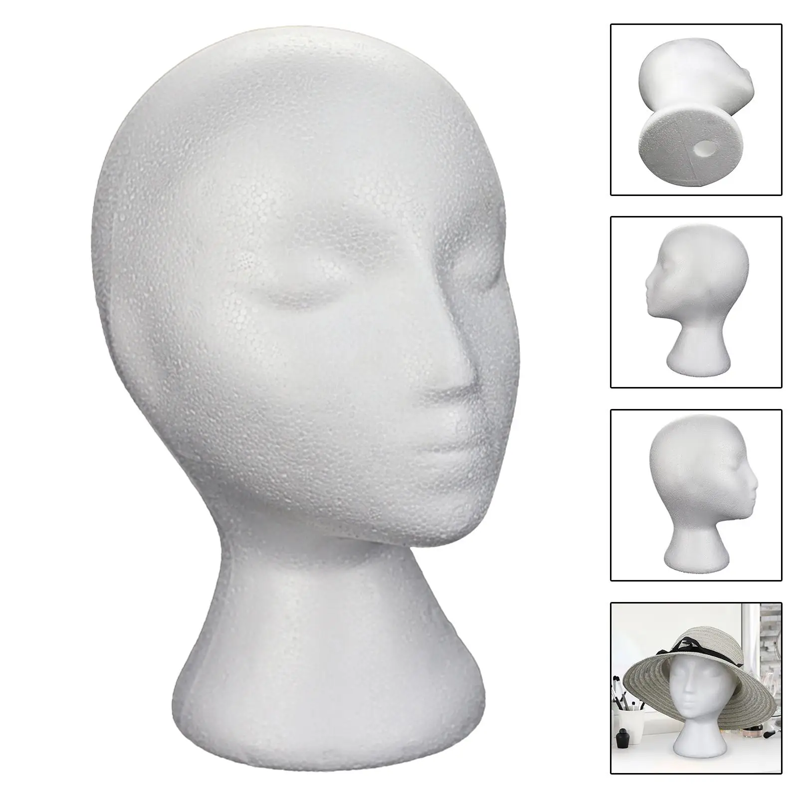 Foam Wig Head Professional Female Mannequin Manikin Head for Shop Props Home Hats Glasses Headband Hairpieces Display Stand