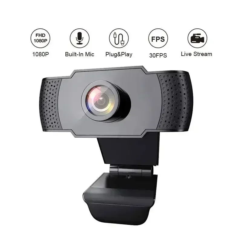 New 1080P Webcam Camera With LED Fill Light Microphone USB Plug Web Cam Full HD Web Camera For PC Computer Mac Laptop Desktop