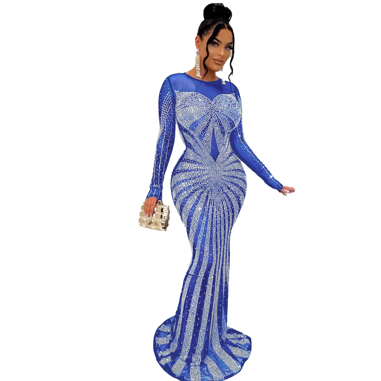 

AOSKM2023 New Summer YK2639 Europe And The United States Sexy, Hot Diamond Floor Gown Dress, Nightclub Clothes